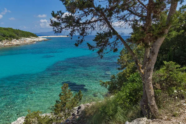 Geweldige zeegezicht van Emblisi Fiskardo strand, Kefalonia, Ionische eilanden — Stockfoto