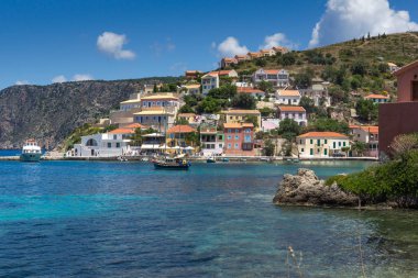 Liman Köyü ve güzel deniz defne, Kefalonia, Ionian Islands
