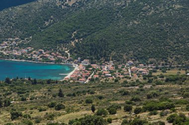 Şaşırtıcı Panorama Agia Effimia şehir, Kefalonia, Ionian Islands