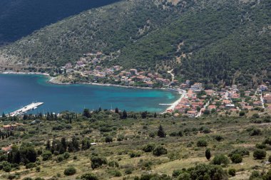 Muhteşem manzara Agia Effimia şehir, Kefalonia, Ionian Islands