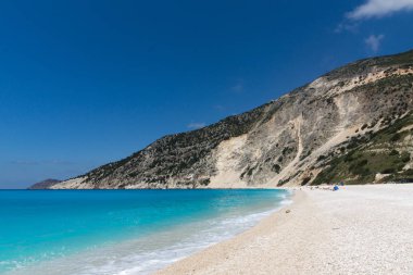 Güzel Myrtos beach, Kefalonia, İyonya Adaları Mavi su