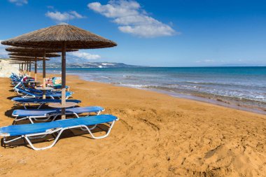 Xi Beach, plaj Kefalonia, Ionian Islands içinde kırmızı kum ile şaşırtıcı görünümü