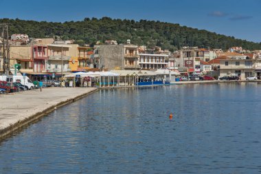 Argostoli, Kefalonia, Yunanistan - 26 Mayıs 2015: Kasaba Argostoli, Kefalonia, Ionian Islands Panoraması,