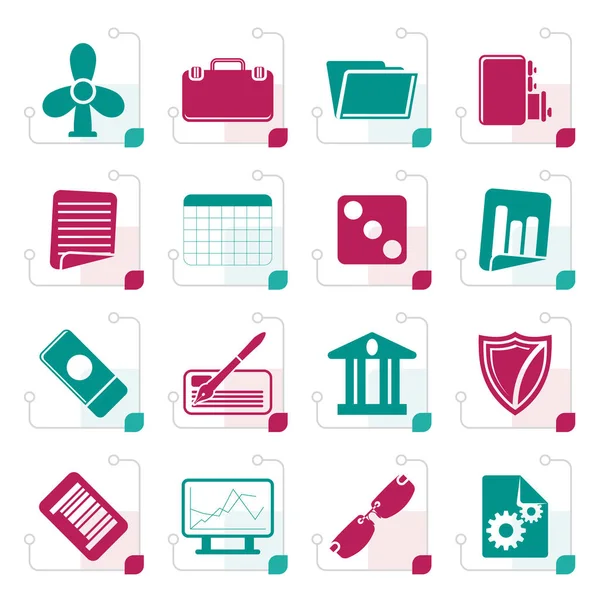 Stylized Business and Office Icons — Stock Vector