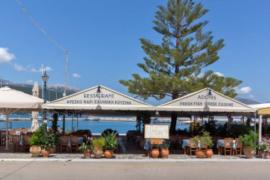 Sami, Kefalonia, Yunanistan - 26 Mayıs 2015: Panorama, bağlantı noktası Sami kasaba, Kefalonia, İyonya Adaları