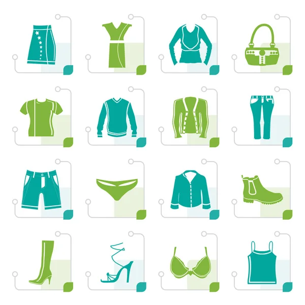 Stylizowane ubrania i Ubierz ikony — Wektor stockowy