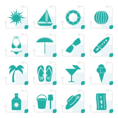 Stilize yaz ve tatil simgeler