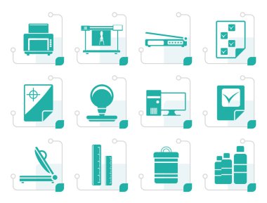 Stilize baskı sanayi simgeleri 