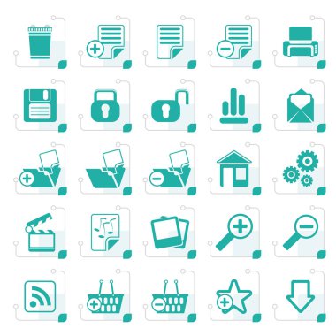 Stilize 25 basit gerçekçi detaylı Internet simgeler