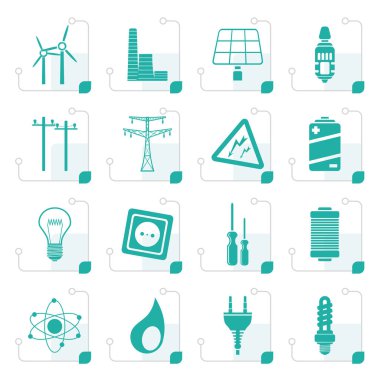 Stilize elektrik, güç ve enerji simgeler