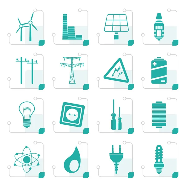 Estilizado Iconos de electricidad, energía y energía — Archivo Imágenes Vectoriales