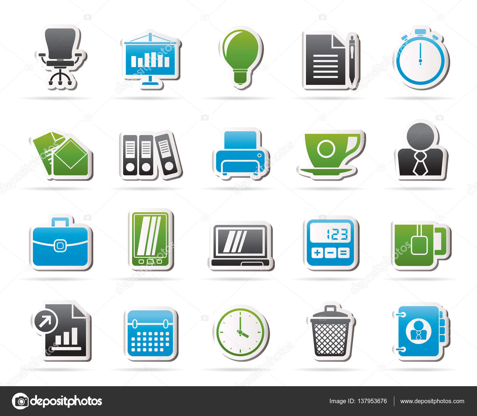 Business And Office Objects Icons Stock Vector C Stoyanh