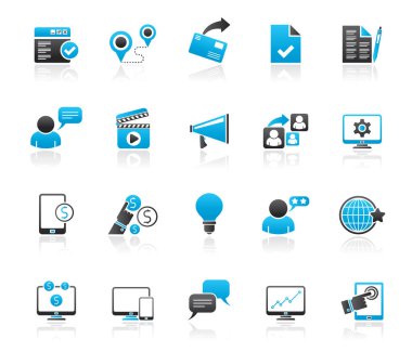 Internet pazarlama ve ticaret simgeler 