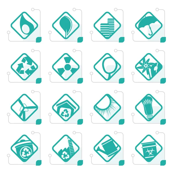 Iconos de Ecología Estilizada - Conjunto para aplicaciones web — Vector de stock