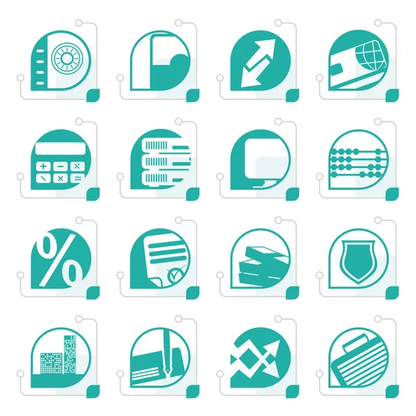 Stylized bank, business, finance and office icons — Stock Vector