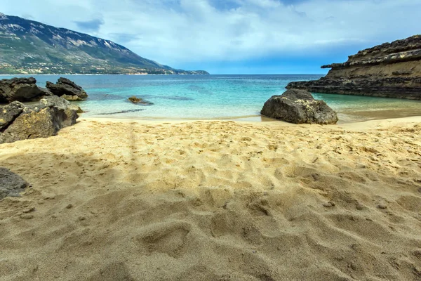 Vista panorâmica da praia da Pessada em Kefalonia, Ilhas Jónicas — Fotografia de Stock