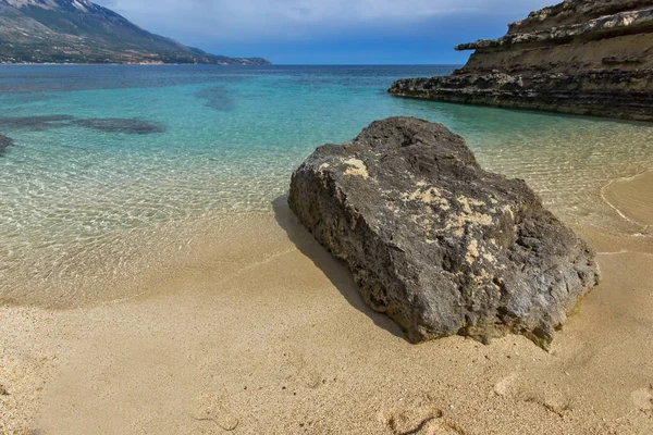 Widok panoramiczny Pessada beach w Kefalonia, Wyspy Jońskie — Zdjęcie stockowe