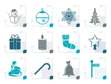 Güzel Noel ve kış simgeleri stilize