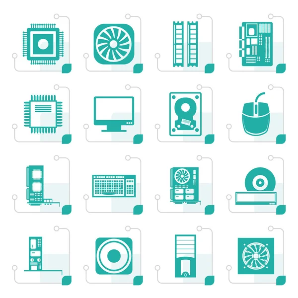Icone stilizzate delle prestazioni e delle attrezzature del computer — Vettoriale Stock