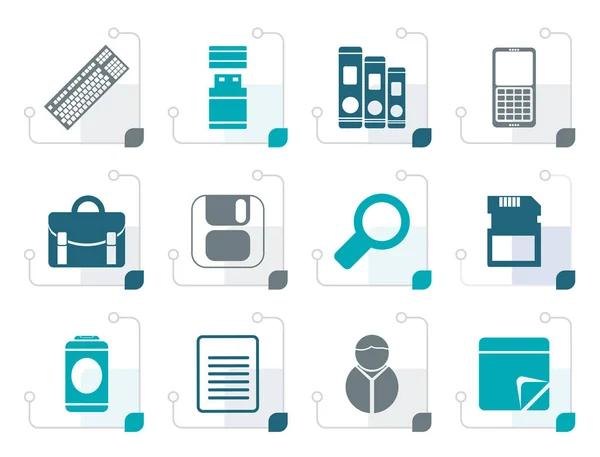 Stylized Business and Office tools icons — Stock Vector