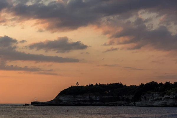 Sonnenaufgangspanorama vom Strand der Stadt Zarevo, Bulgarien — Stockfoto