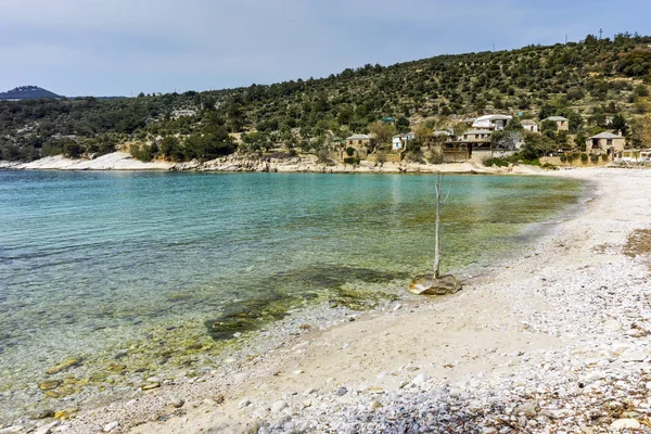 Blick auf Dorf und Strand von Aliki, Thassos Insel, Ostmakedonien und Thrakien — Stockfoto