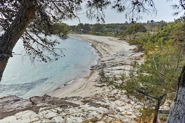 Vista panorámica de la playa en la isla de Tasos, Macedonia Oriental y Tracia — Foto de Stock