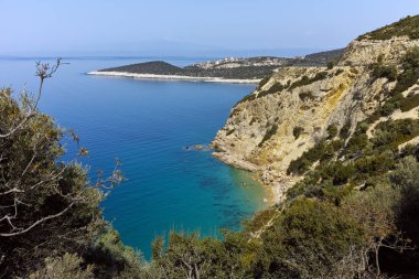 Thassos Adası, Doğu Makedonya ve Trakya mavi sularda ile inanılmaz küçük plaj