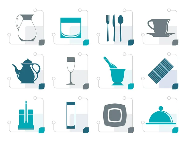 Gestileerde restaurant, café, bar en nacht club pictogrammen — Stockvector