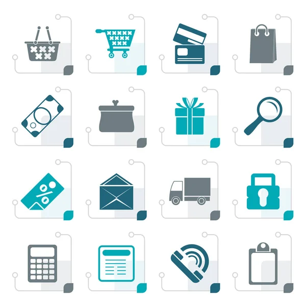 Iconos estilizados de la tienda online — Vector de stock