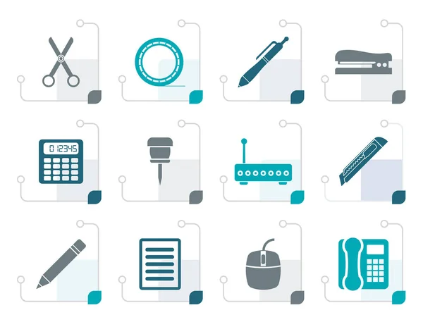 Gestileerde Business en office Icons — Stockvector