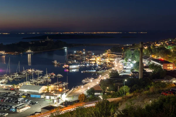 Night Panoramic view of the port of Sozopol, Burgas Region — Stock Photo, Image