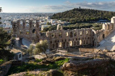 Ruins of Odeon of Herodes Atticus in the Acropolis of Athens, Attica clipart