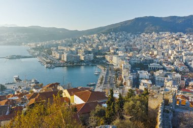 Kale ve panorama Kavala, Doğu Makedonya ve Trakya kalıntıları