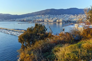 Kavala, Doğu Makedonya ve Trakya muhteşem gün batımı görünümü