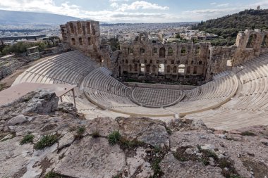 Ruins of Odeon of Herodes Atticus in the Acropolis of Athens, Greece clipart
