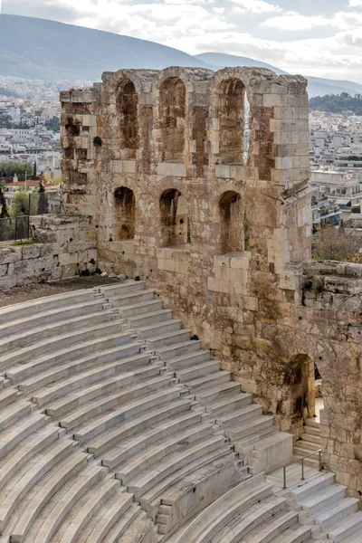 Ruínas de Odeon de Herodes Atticus na Acrópole de Atenas, Grécia — Fotografia de Stock