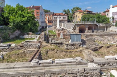 Ruins of Roma Odeon Filibe şehir panoraması