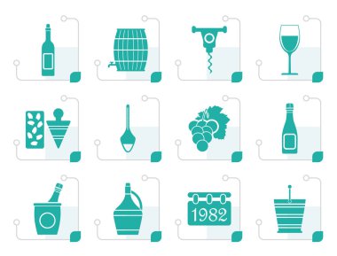 Stilize şarap simgeler 