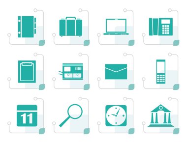 Stilize iş, Office ve hareket eden telefon simgeleri 