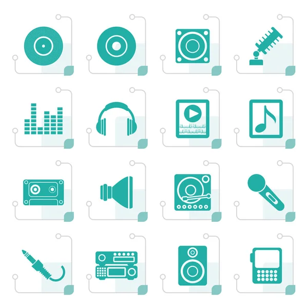 Stylized Music and sound icons — Stock Vector