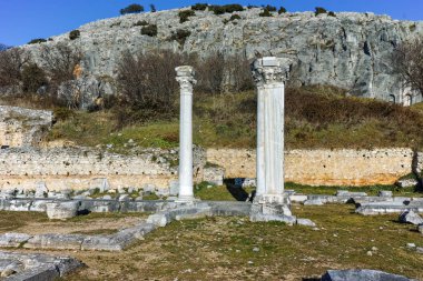 Arkeolojik alan antik Philippi, Doğu Makedonya ve Trakya panoramik manzaralı