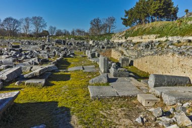 Arkeolojik alan antik Philippi, Doğu Makedonya ve Trakya panoramik manzaralı