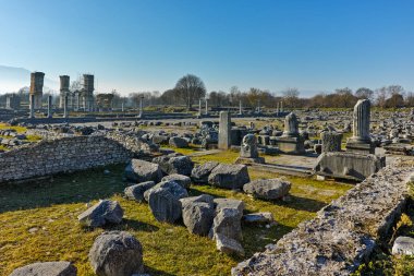 Arkeolojik alan antik Philippi, Doğu Makedonya ve Trakya panoramik manzaralı