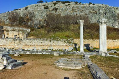 Arkeolojik alan antik Philippi, Doğu Makedonya ve Trakya panoramik manzaralı