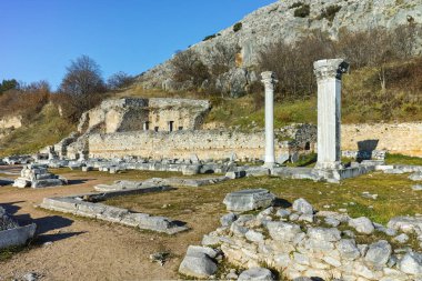 Arkeolojik alan antik Philippi, Doğu Makedonya ve Trakya panoramik manzaralı