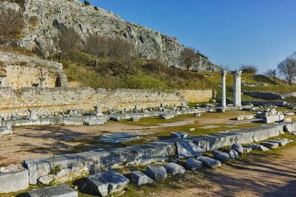 Panoramic view of archeological area of ancient Philippi, Eastern Macedonia and Thrace — Stock Photo, Image