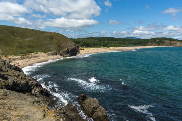 Seascape with beach at the mouth of the Veleka River, Sinemorets village, Burgas Region — Stock Photo, Image