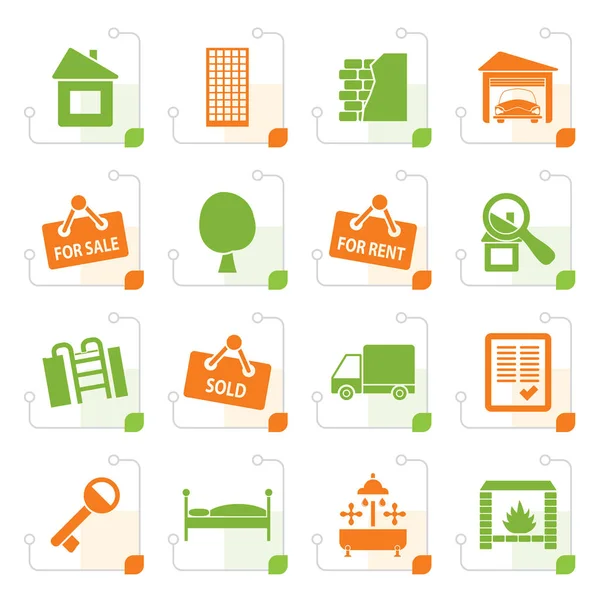 Stylized Real Estate icons — Stock Vector