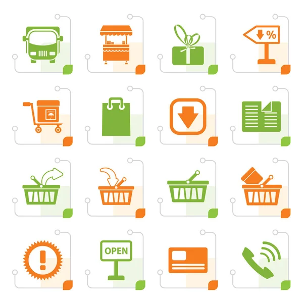 Iconos estilizados de la tienda online — Vector de stock